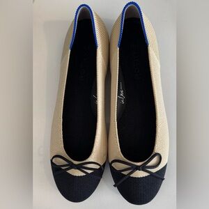 NEW Rothy's The Ballet Flat cream cap toe slip on recycled office washable 7.5